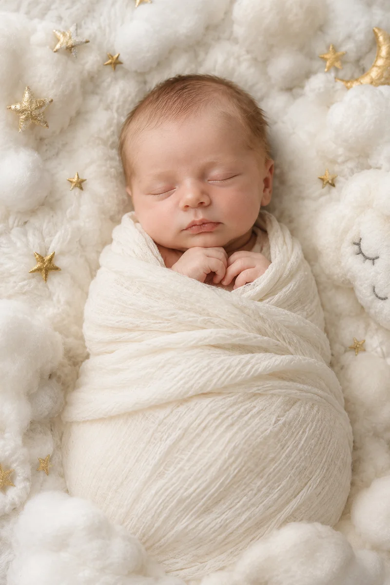 Newborn portrait — Cloud Nine theme