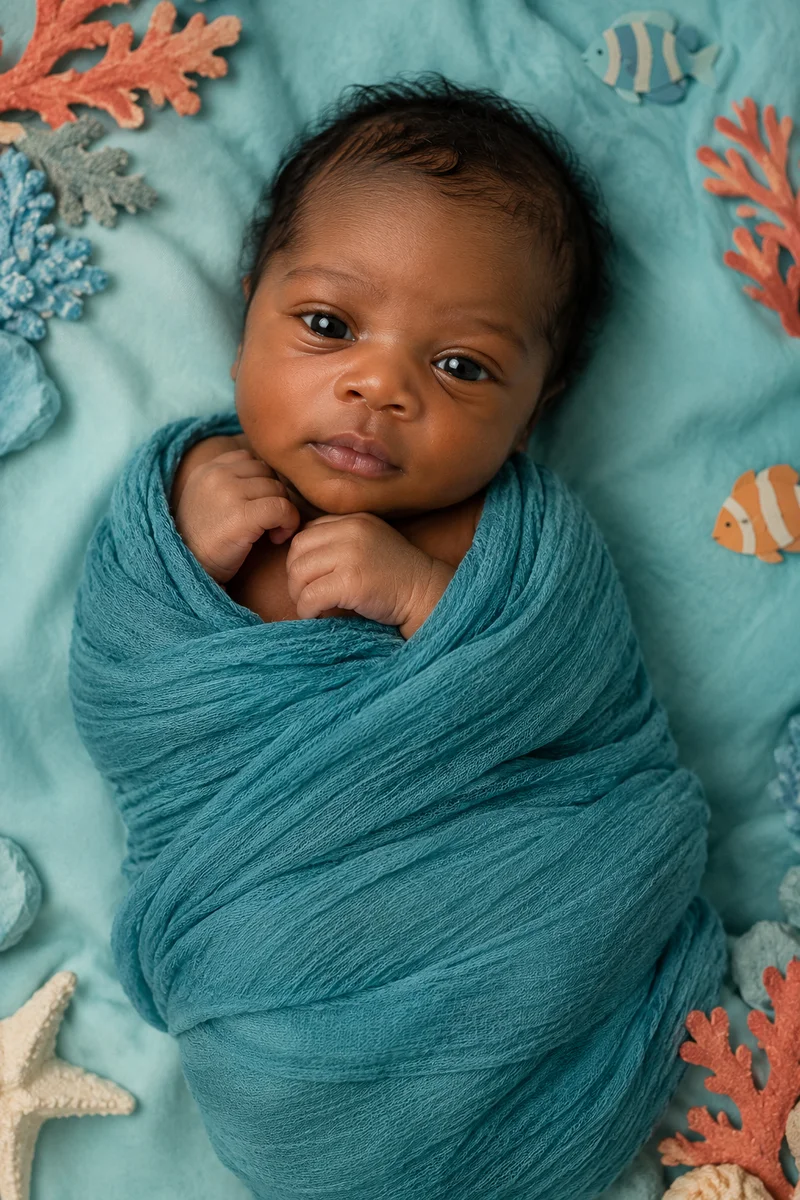 Newborn portrait — Ocean Explorer theme