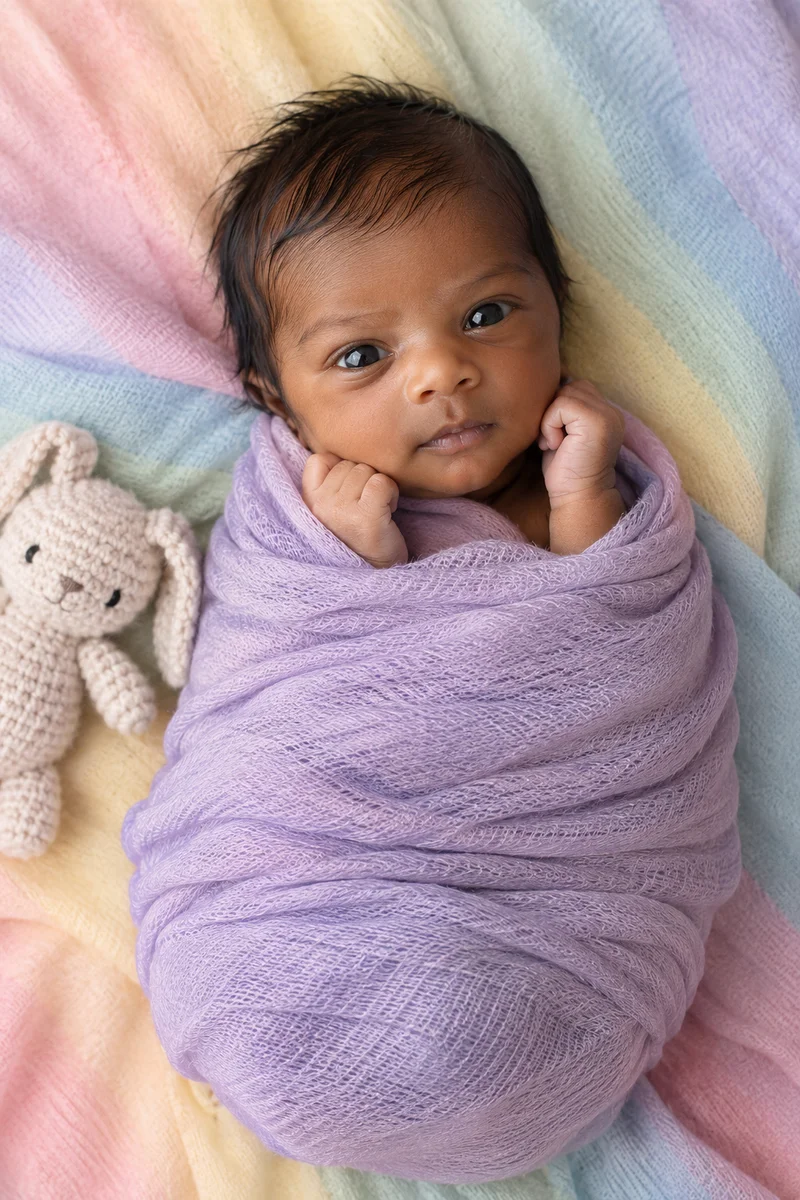 Newborn portrait — Rainbow Wishes theme