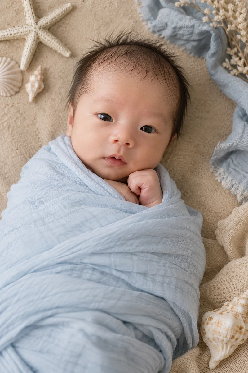 Newborn portrait — Seaside Daydream theme