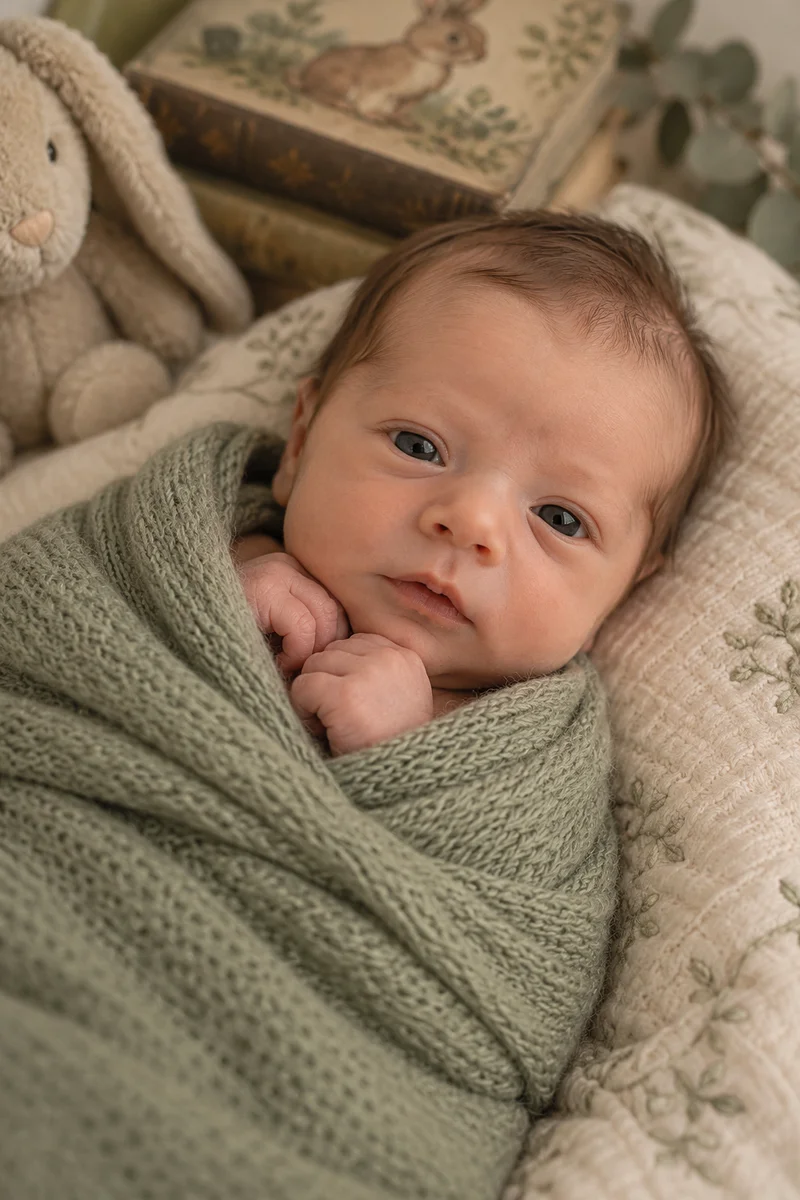 Newborn portrait — Storybook Library theme