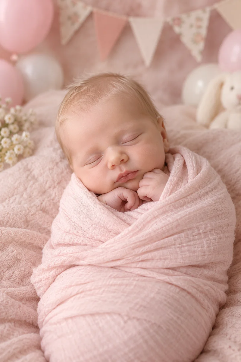 Newborn portrait — Welcome Little One theme